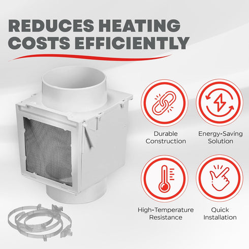 Deflecto Extra Heat Dryer Saver, Compatible with 4 Inch Transition Ducts, White
