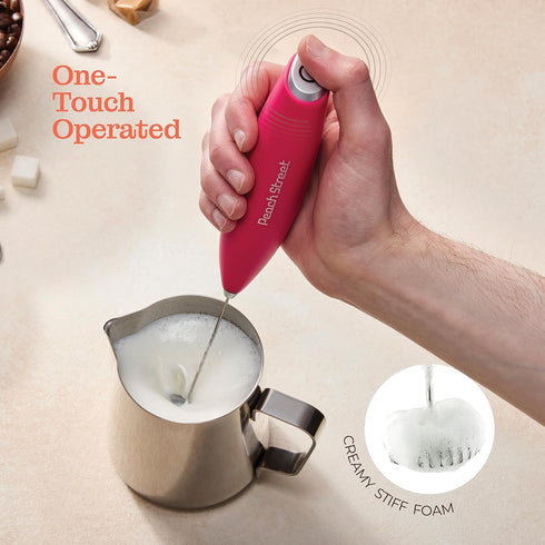 Powerful Handheld Milk Frother, Mini Battery Operated Stainless Steel Drink Mixer with Frother Stand for Coffee,