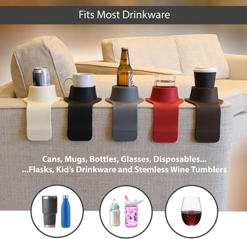 HIT PRODUCTS CouchCoaster - Original & Patented Armrest Couch Cup Holder, Rosso Red - A Weighted, Silicone, Anti Slip