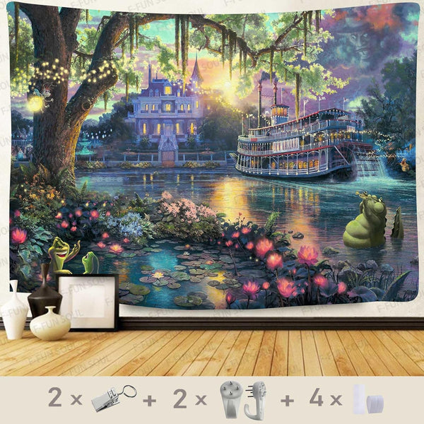 F-FUN SOUL Large 80x60inches Princess Palace Tapestry - Soft Flannel Wall Hanging for Living Room Bedroom Decor