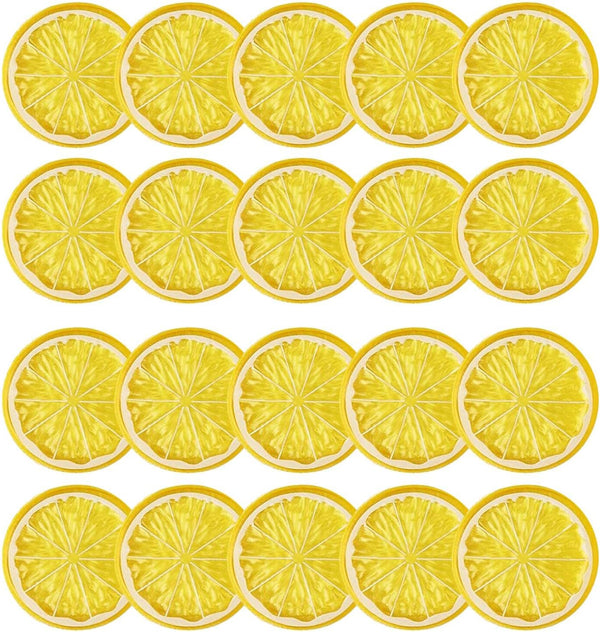 20pcs Mini Simulation Lemon Slices, Fake Plastic Fruit Model for Wedding Decoration, Photography Props, Basket Display