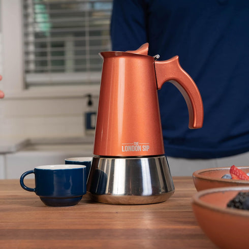 London Sip Stainless Steel Stovetop Espresso Maker Moka Pot, Copper, Small (5.07 oz)