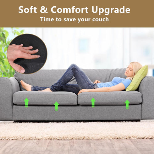 moonoom 22"x22" (2 Couch Cushion Support, Black Sofa Cushion Sagging Repair, Curved High Density Foam Replacement