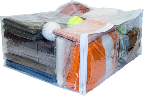 Set of 5 Clear Vinyl Zippered Storage Bags, 24 x 20 x 11 Inch