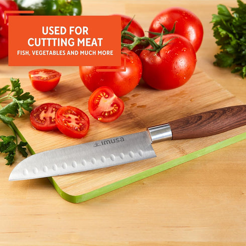 IMUSA 6in Chef WL Stainless Steel Santoku Knife with Wood Look Handle