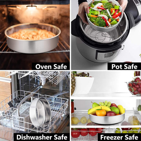 P&P CHEF Cake Pan Set of 2, Stainless Steel Round Baking Layer Cake Pans, 8 Inch, Non Toxic & Easy Clean