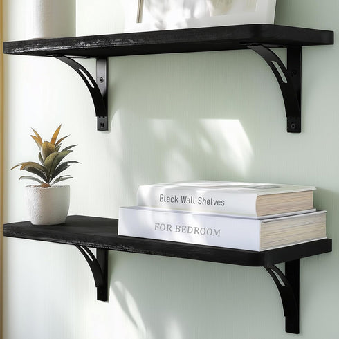 Reinforced Steel Bracket Black Shelves for Bathroom Wall - Easy to Install,