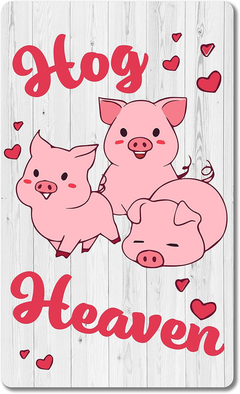 Pig Sign for Home Wall Decor, Metal Signs 12 x 8 in. Three Little Pigs Hog Heaven