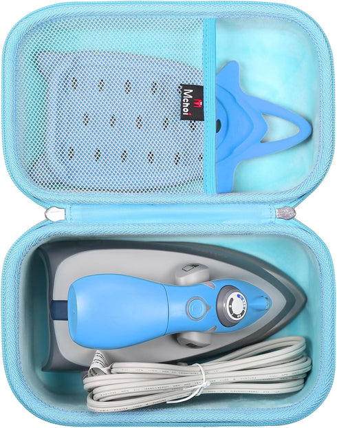 Mchoi Hard Case for Oliso M3Pro/M2 Mini Project Steam Iron, Travel Organizer Holders with Mesh Pocket, Case Only, Blue