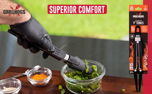 9-Inch Kitchen Tongs - Everyday Tong for Cooking, Dishwasher Safe, Stainless Steel + Soft Touch Rubber Handle