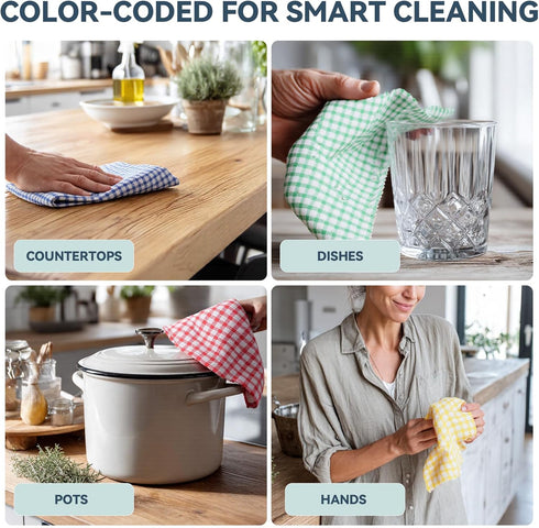 12 Packs 12x12 Inches 100% Sets Egles Kitchen Dishcloths Cotton Kitchen Dish Cloths for Washing Dishes Scrubbing Wash