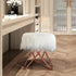 Round Faux Fur Ottoman, Vanity Stool Rose Gold Metal Legs with Anti-Slip Pad, Soft Furry Compact Padded Seat, Modern