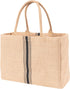 KAF Home Jute Market Tote Bag with Handles, Triple Stripe