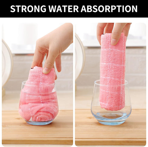 Homaxy 100% Cotton Terry Kitchen Dish Cloths - Ultra Soft and Absorbent 6 Pack, 12 x 12 Inches, Pink