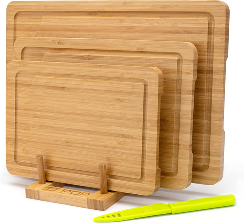 Bamboo Cutting Board For Kitchen, Bamboo Cutting Board Set of 3 with