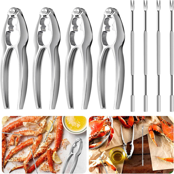 WHDLQFL 8 Pack Lobster Crackers and Picks Set, Crab Leg Cracker Tools, Stainless