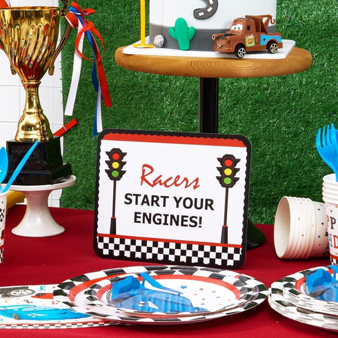 WERNNSAI Racing Car Party Decorations - 10PCS Funny Car Birthday Decoration Signs for Boys, Racing Car Theme Party