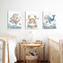 Set 3, 12x16 Inch Ocean Nursery Wall Art of Sea Animal Baby Boys Room Canvas Wall Decor Paintings, Watercolor Ocean