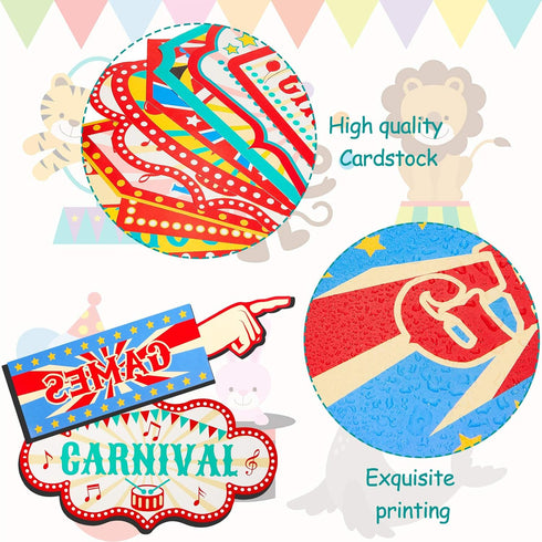 20 Pieces Circus Carnival Party Direction Signs, Birthday Showman Themes Decor Accessories