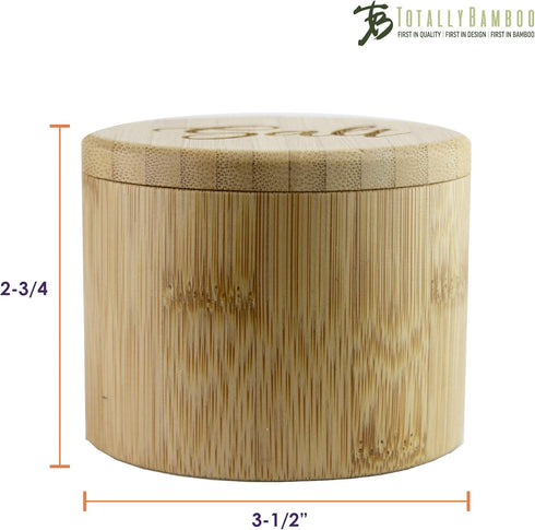 Totally Bamboo Salt Cellar with Magnetic Swivel Lid, 6 Ounce Capacity, Salt Engraved on Lid