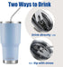D·S 30oz Blue Tumbler, Stainless Steel Double Wall Vacuum Insulated Mug with Straw and Lid, Cleaning Brush