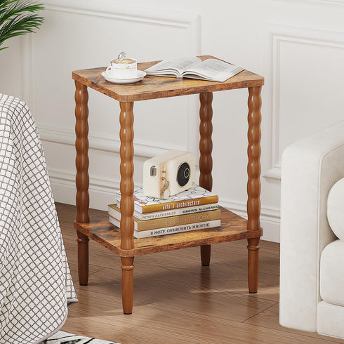 pikpuk Small Narrow Side Table, Vintage End Table - Skinny Bedside Nightstand for Small Spaces, Couch/Recliner Accent
