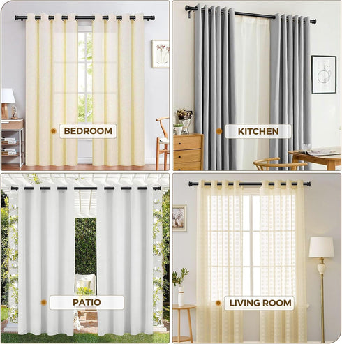 TONIAL 32 to 58 Inch Curtain Rod, Telescoping 3/4 Drapery Rods for Windows 20 to 53 Inch, Decorative Black Rod