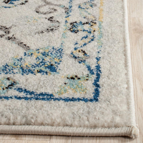 SAFAVIEH Evoke Collection Accent Rug (2'2" x 4', Ivory & Blue, Boho Design, Non-Shedding, Easy Care)