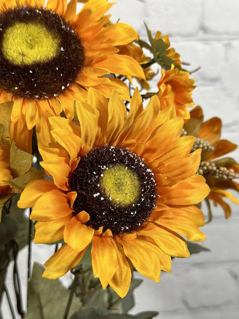 Admired By Nature Artificial Sunflower Bouquet Bush, 11 Stems Gold Sunflowers for Weddings, Home Decor, Events
