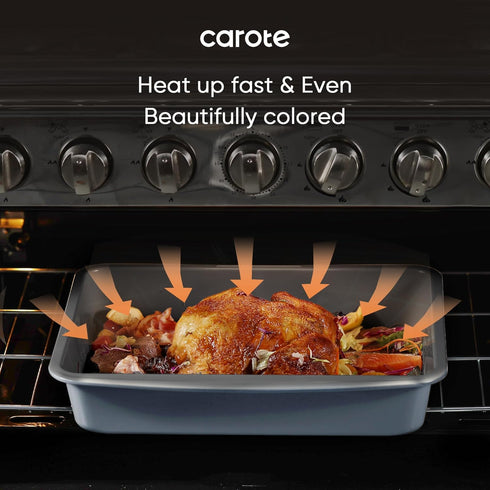 7-Piece Set Sets CAROTE Nonstick Stackable Baking Pans - Bakeware Including Cookie Sheets for Baking, Muffin Pan, Bread