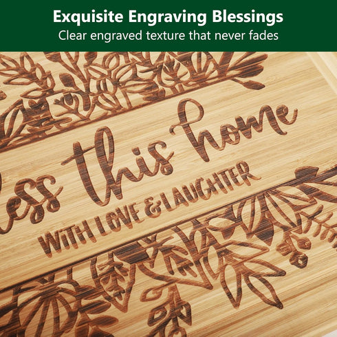Engraved Cutting Board for New Home Owner, Housewarming Gift Ideas - Bless This Home with Love and Laughter