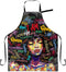 African Art Apron for Women with Pockets, Adjustable Waterproof Oil Proof Kitchen Apron Black Girl 33x28in