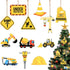 24 Pieces Christmas Ornaments, Construction Wood Ornaments with Rope, Trucks Hanging Wood Signs, Truck Digger Cutouts