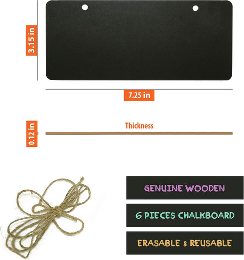 Chalkboard Hanging Signs - Erasable Wood Rectangle Small Vintage Rustic Blackboard for Wedding, Bar, Restaurant,