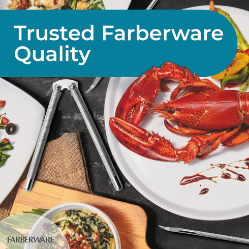 3-Piece Set, Farberware Seafood Nutcracker Stainless Steel Shell Cracker & Picks - Crack Open Lobster, Crab, Nuts, Hard