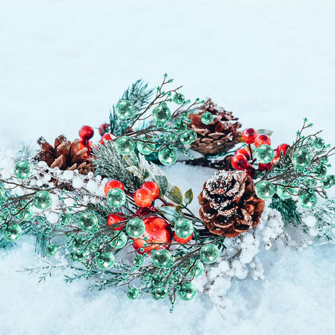 24 10 Inch Geosar Pieces Christmas Glitter Berries Stems Christmas Berry Picks Artificial Glittered Berries Ornaments