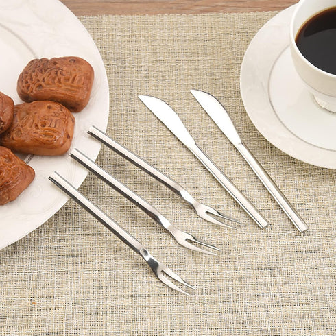 VANRA 5.8in 4-Piece Stainless Steel Dessert Knives Set, Kids Dinner Knife Appetizer Fruit Snack Serving Flatware