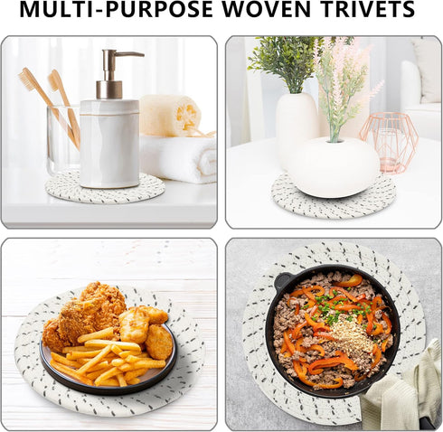 Trivets for Hot Dishes, 5 Pcs 7 Inch Hot Pads with Storage Basket for Kitchen Countertops, Heat Resistant Cotton Table