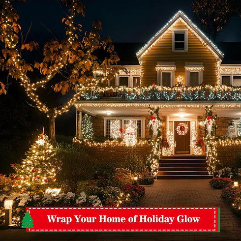 33FT 500LED 8 Christmas Lights Plug in,Cluster String Lights with Timer and Modes,Mini Globe Lights for Indoor Outdoor