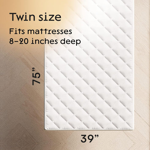 Niagara Cotton Mattress Protector Twin 39x75, Non Noisy Cooling Breathable Ultra Plush Extra Deep Fits 20 Inches