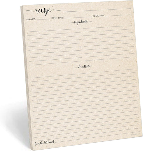 321Done Recipe Paper: 8.5x11 Tan Full Page Blank Recipe Paper, 50-Pack for Recipe Binder and Organizer