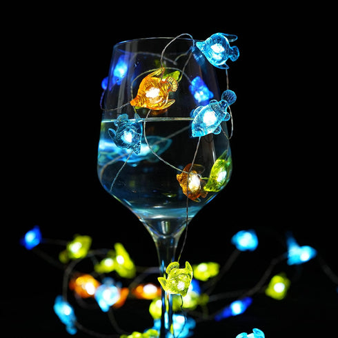 14ft 40 8 Decorman Tropical Fishes Decorative String Lights, LED Modes Cool White Weatherproof Battery Operated Ocean