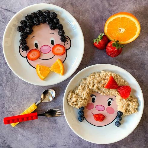 Ms. Food Face Kids' Dinner Plate - Fun Ceramic Design