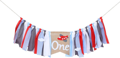 Baci 1st Airplane Highchair Banner for Birthday - First Birthday Decor, Photo Booth Props, Best Party Supplies