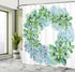 Ambesonne Succulent Shower Curtain, Watercolor Succulent Wreath Circular Design, Bridal Wedding Theme, Cloth Fabric