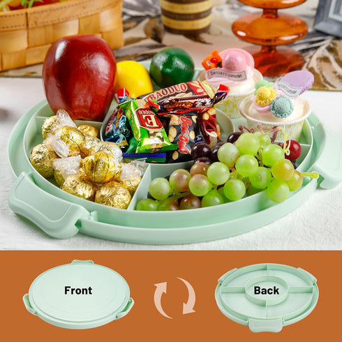 Green Round Cake Containers with Lids, 4-in-1 Multipurpose Cupcake Holders for 11 Inch Cake Pies Snacks