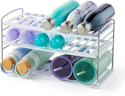 YouCopia UpSpace Water Bottle and Travel Mug Cabinet Organizer, Adjustable Storage Rack
