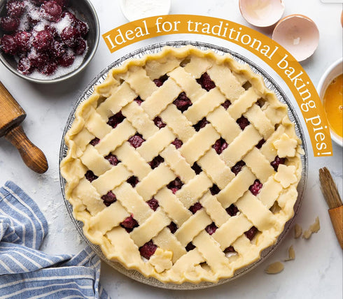9" Aluminum Foil Pie Tins (25 Pack) - Disposable Round Foil Pans for Baking, Cooking, Freezer Safe, Perfect for Quiche,