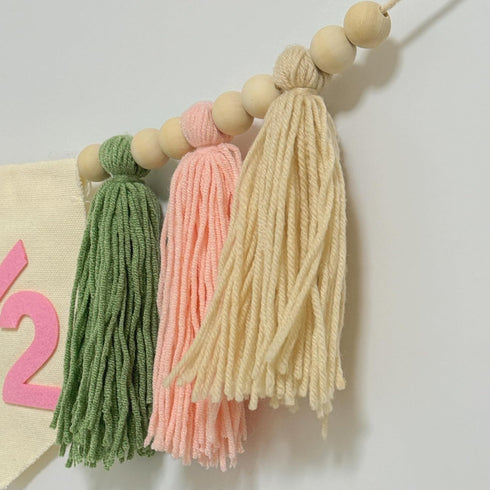 Cuvaho 1/2 6 1/2 1/2) Half Birthday Decorations Girl Pink Sage Green High Chair Banner with Half Birthday Hat for Month