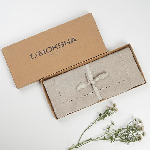 D'Moksha Homes 100% Pure Linen Natural Table Runner, 84 Inches Long, 14 x 84 Inch for Summer, Fall, Halloween